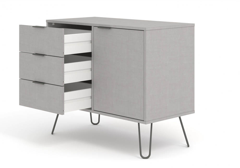 Core Products Core Augusta Grey Small Sideboard with 1 Door 3 Drawer (Flat Packed)