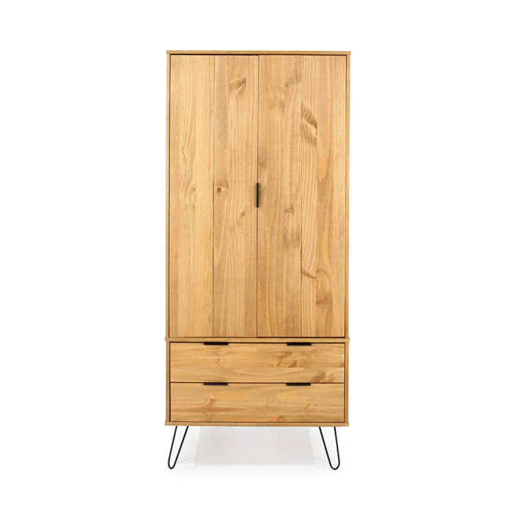 Core Core Augusta Waxed Pine 2 Door 2 Drawer Double Wardrobe