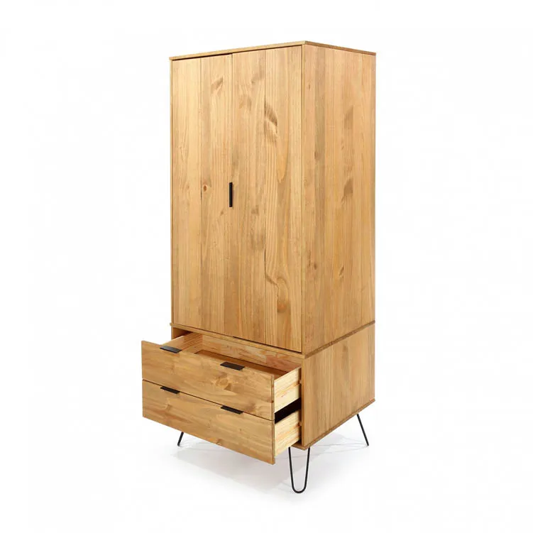 Core Core Augusta Waxed Pine 2 Door 2 Drawer Double Wardrobe