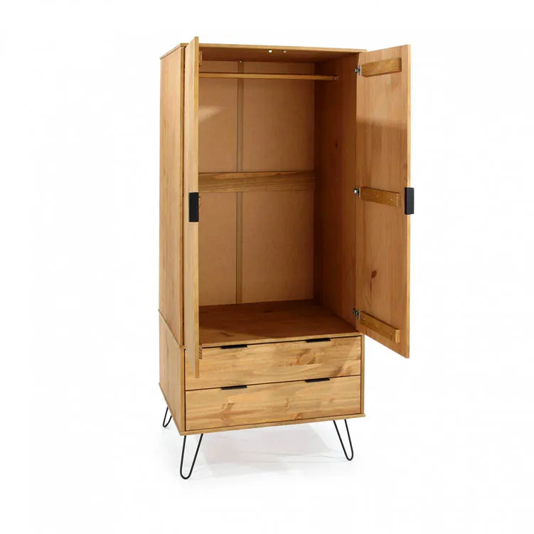 Core Core Augusta Waxed Pine 2 Door 2 Drawer Double Wardrobe