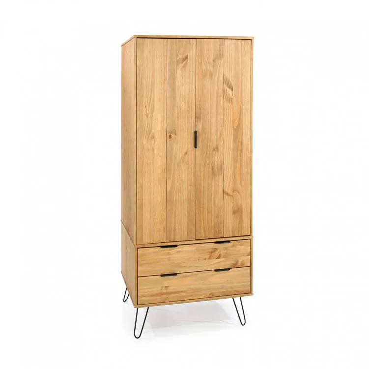 Core Core Augusta Waxed Pine 2 Door 2 Drawer Double Wardrobe