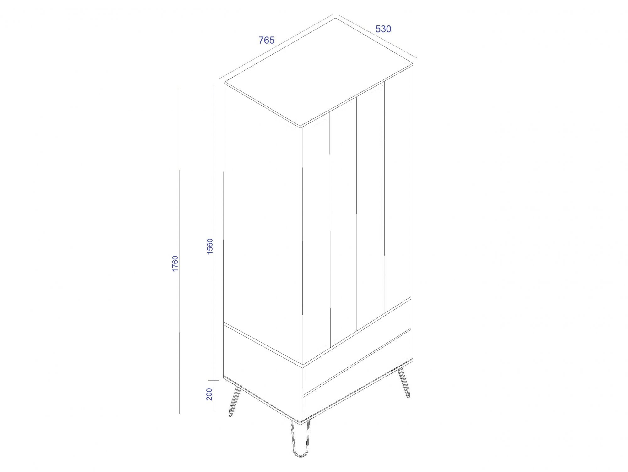 Core Products Core Augusta Waxed Pine 2 Door 2 Drawer Double Wardrobe (Flat Packed)