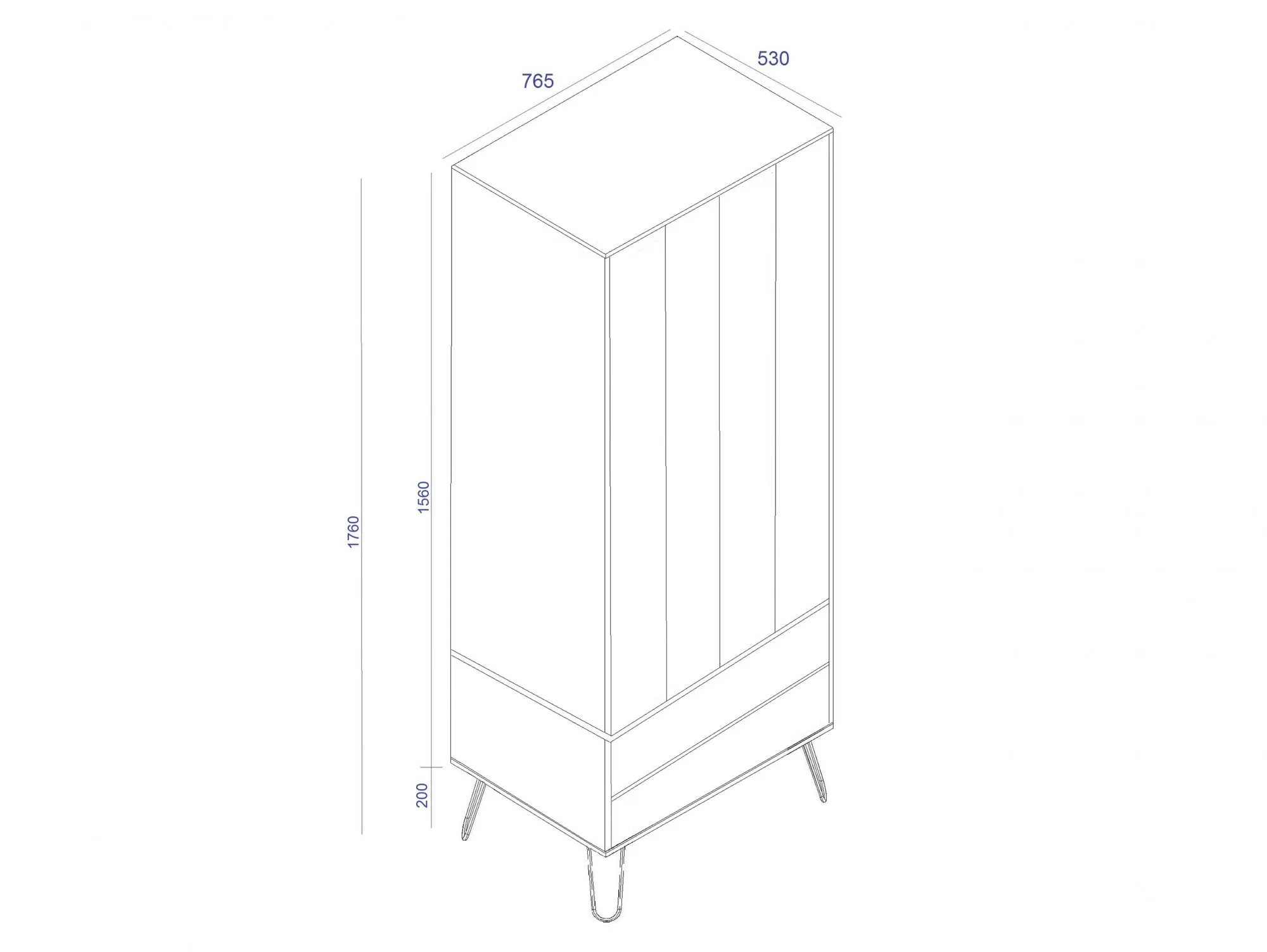 Core Core Augusta Waxed Pine 2 Door 2 Drawer Double Wardrobe