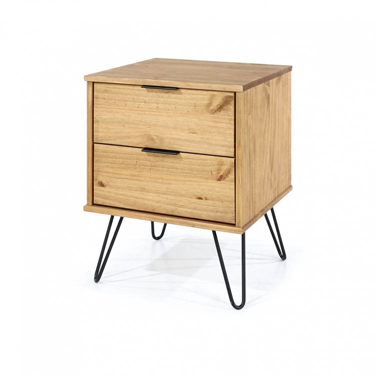 Core Products Core Augusta Waxed Pine 2 Drawer Bedside Cabinet (Flat Packed)