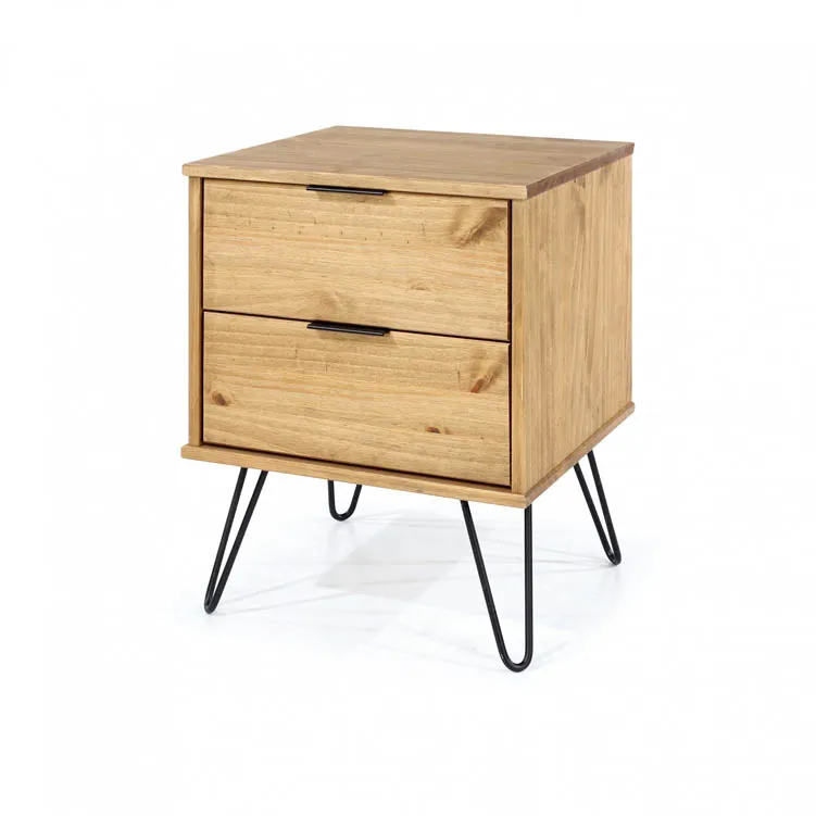 Core Core Augusta Waxed Pine 2 Drawer Bedside Table