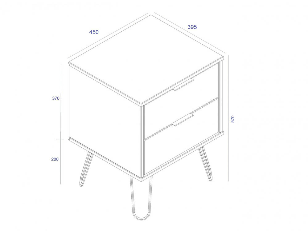 Core Products Core Augusta Waxed Pine 2 Drawer Bedside Cabinet (Flat Packed)