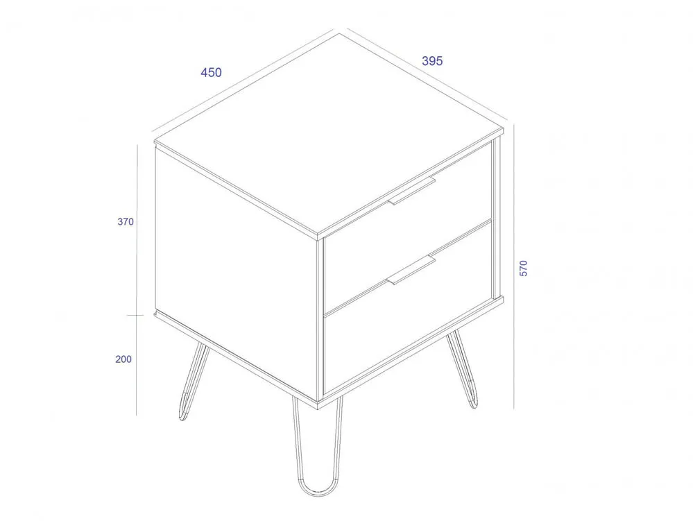 Core Core Augusta Waxed Pine 2 Drawer Bedside Table