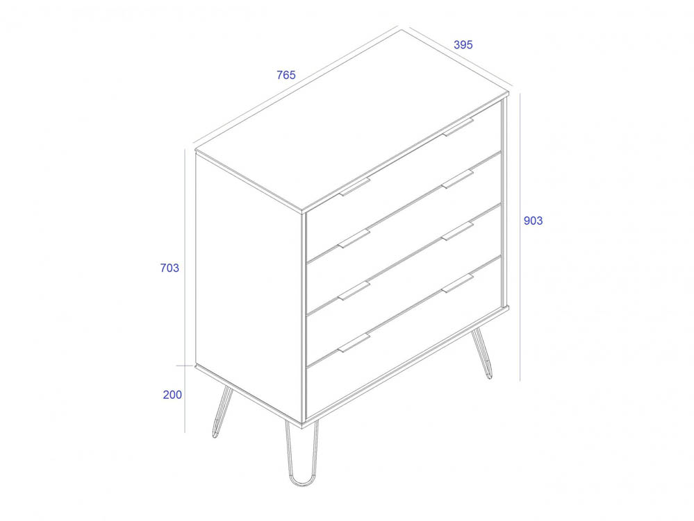 Core Products Core Augusta Waxed Pine 4 Drawer Chest of Drawers (Flat Packed)