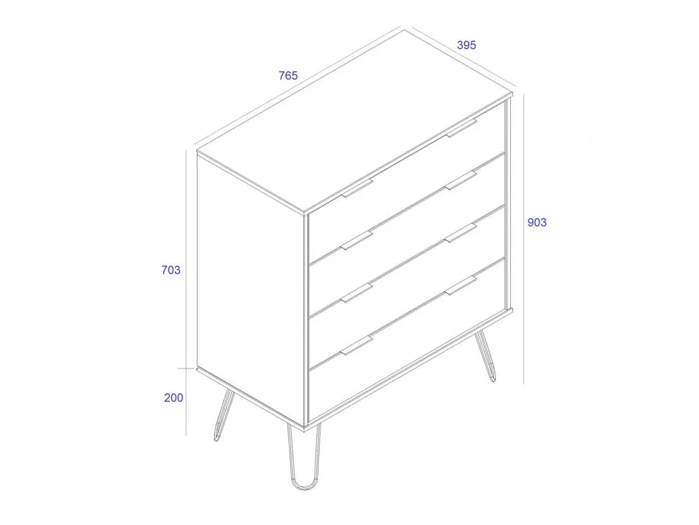Core Core Augusta Waxed Pine 4 Drawer Chest of Drawers