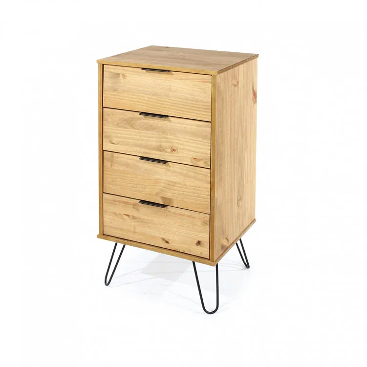 Core Core Augusta Waxed Pine 4 Drawer Narrow Chest of Drawers