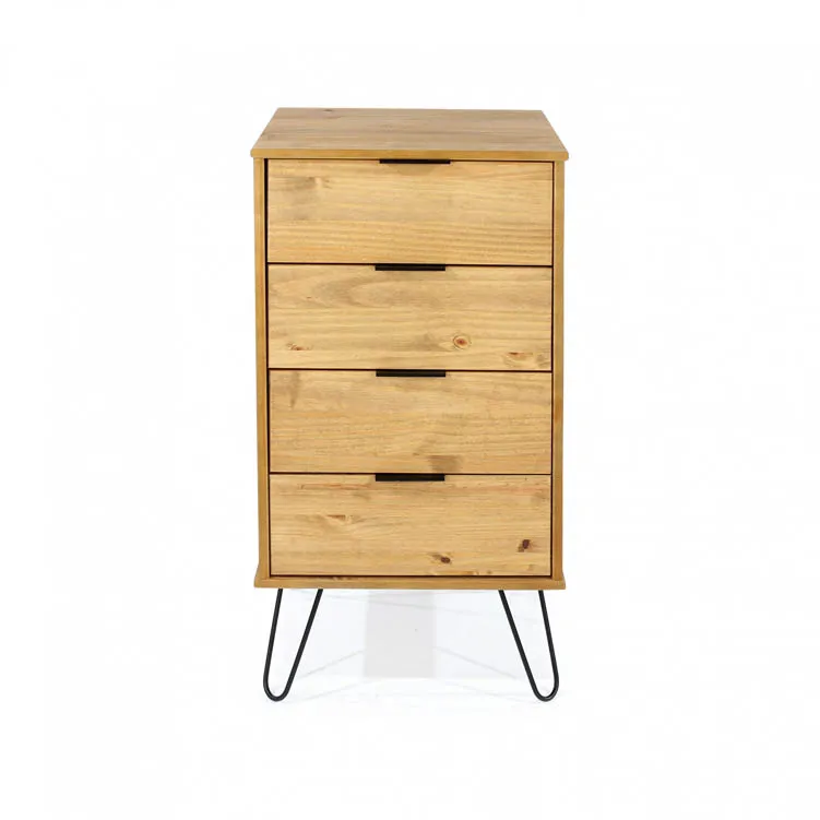 Core Core Augusta Waxed Pine 4 Drawer Narrow Chest of Drawers