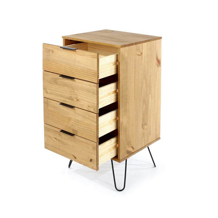 Core Core Augusta Waxed Pine 4 Drawer Narrow Chest of Drawers