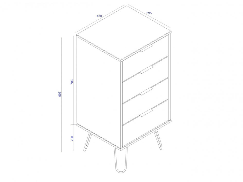 Core Products Core Augusta Waxed Pine 4 Drawer Narrow Chest of Drawers (Flat Packed)