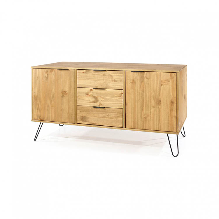 Core Products Core Augusta Waxed Pine Medium Sideboard with 2 Doors 3 Drawers (Flat Packed)