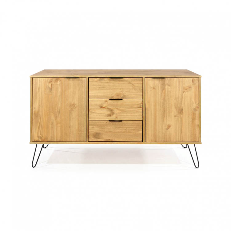 Core Products Core Augusta Waxed Pine Medium Sideboard with 2 Doors 3 Drawers (Flat Packed)