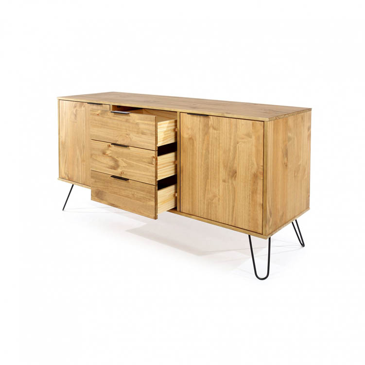 Core Products Core Augusta Waxed Pine Medium Sideboard with 2 Doors 3 Drawers (Flat Packed)