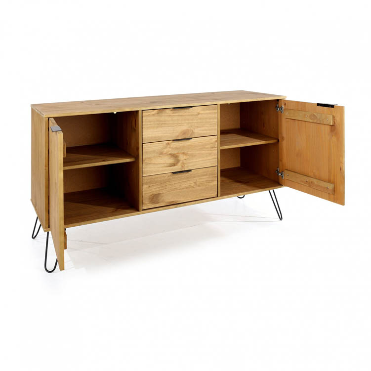 Core Products Core Augusta Waxed Pine Medium Sideboard with 2 Doors 3 Drawers (Flat Packed)