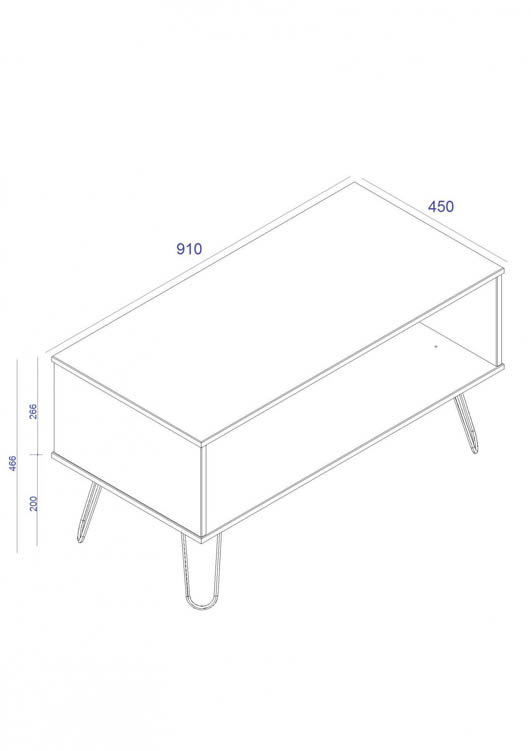 Core Products Core Augusta Waxed Pine Open Coffee Table (Flat Packed)