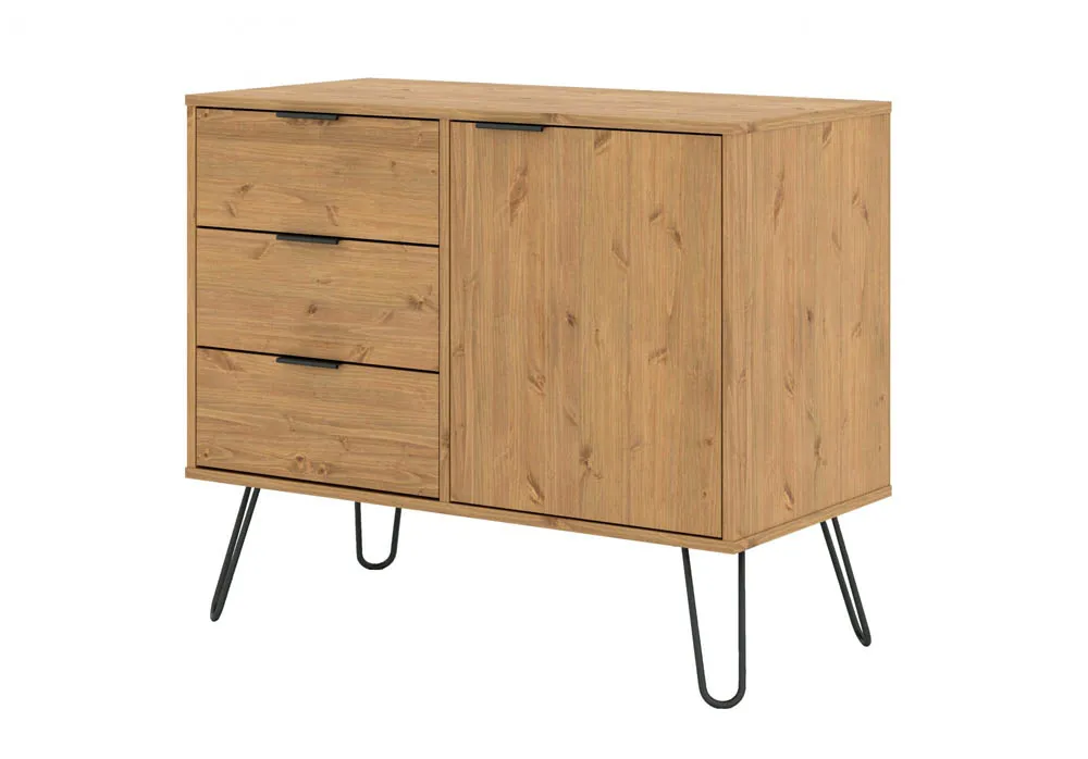 Core Core Augusta Waxed Pine Small Sideboard with 1 Door 3 Drawers
