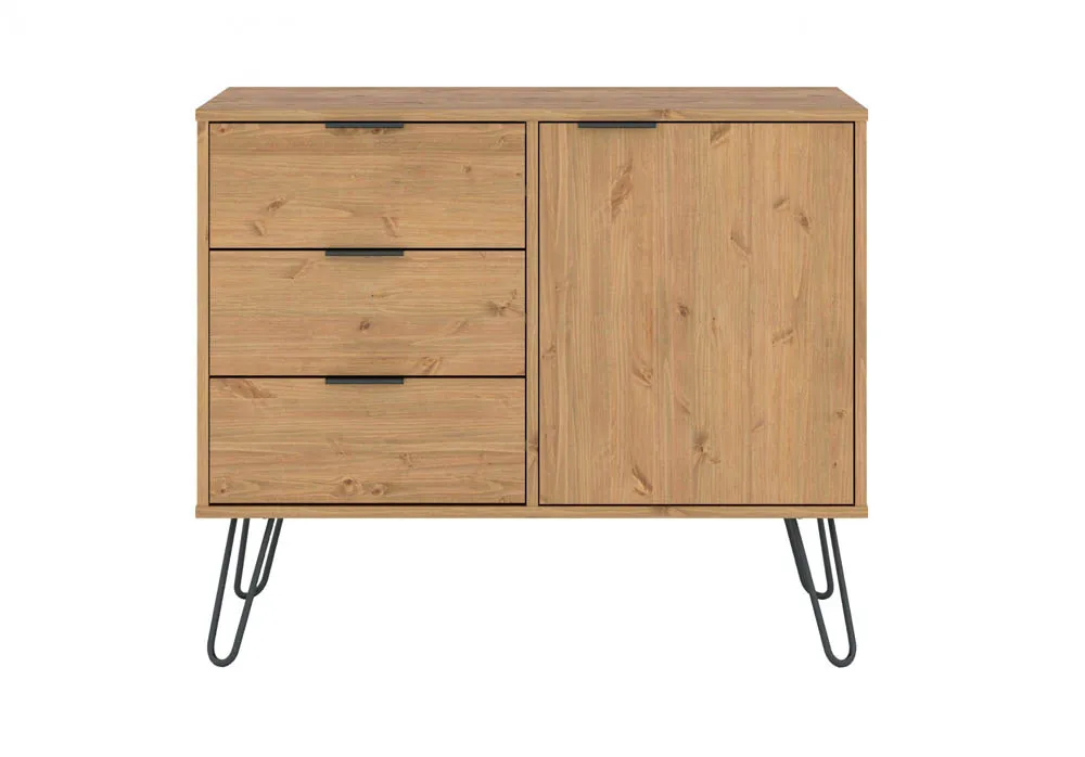 Core Core Augusta Waxed Pine Small Sideboard with 1 Door 3 Drawers