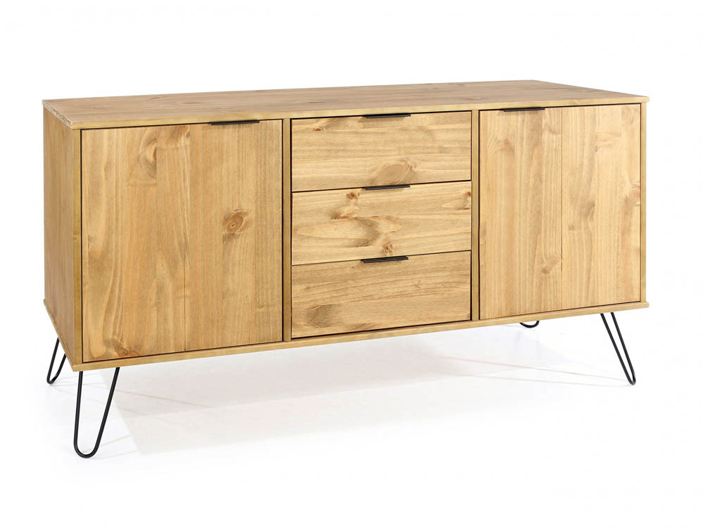 Core Products Core Augusta Waxed Pine Medium Sideboard with 2 Doors 3 Drawers (Flat Packed)