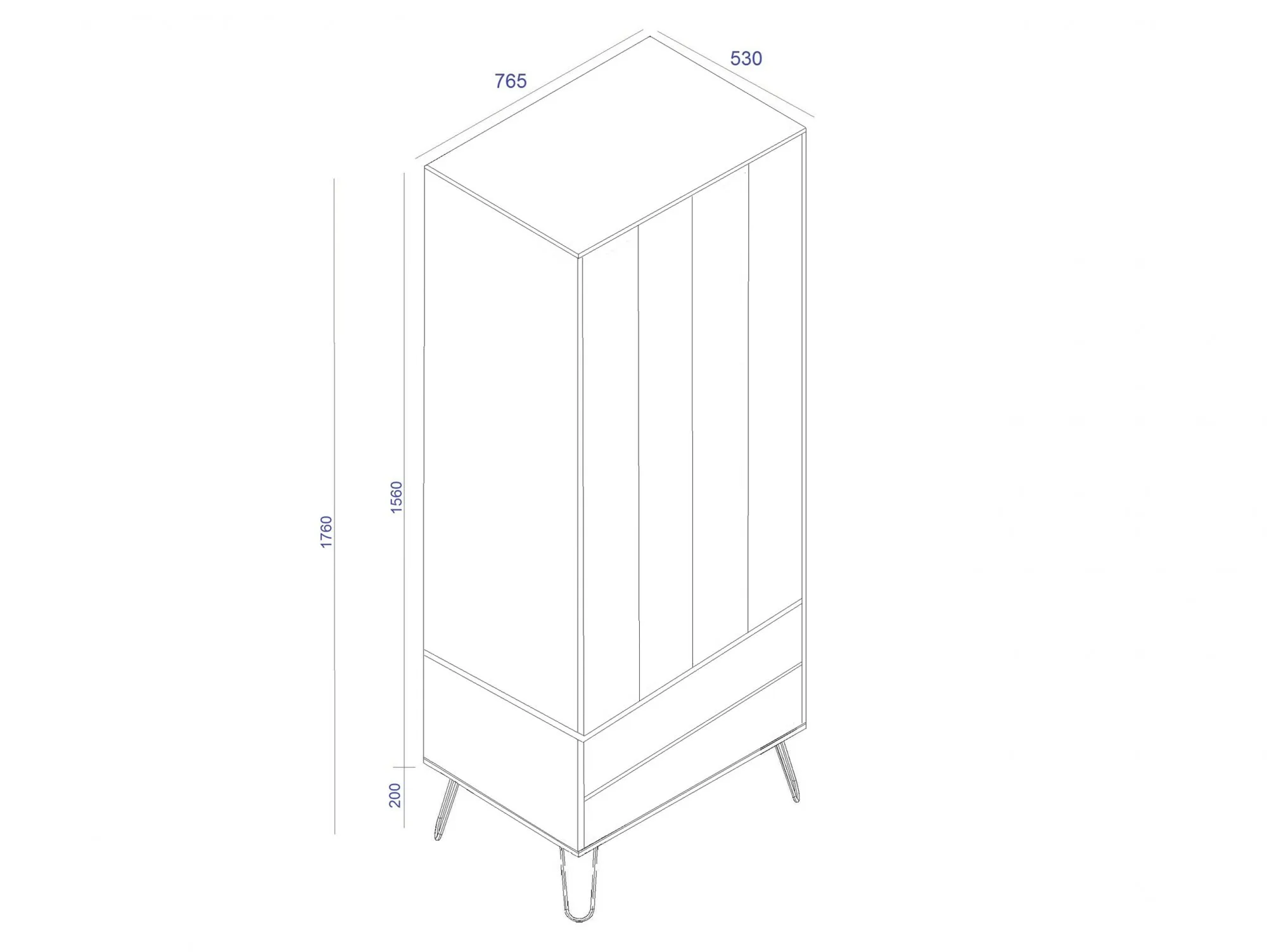 Core Products Core Augusta White 2 Door 2 Drawer Wardrobe