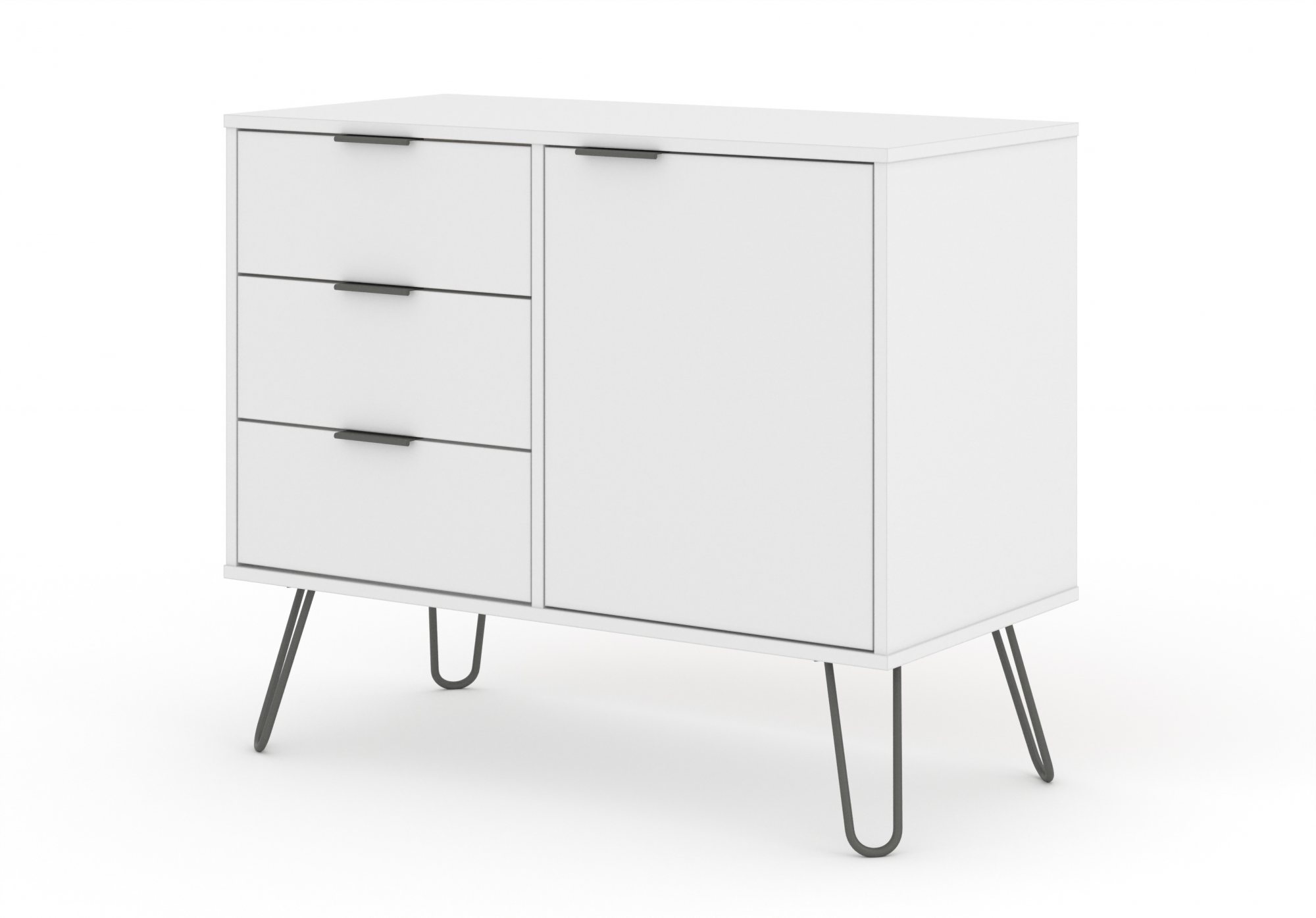 Core Products Core Augusta White Small Sideboard with 1 Door 3 Drawer (Flat Packed)