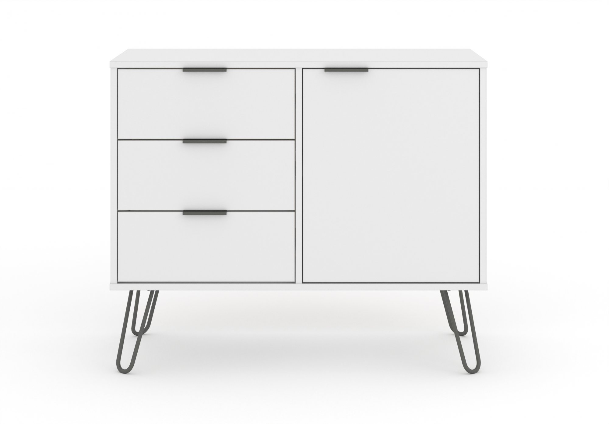 Core Products Core Augusta White Small Sideboard with 1 Door 3 Drawer (Flat Packed)