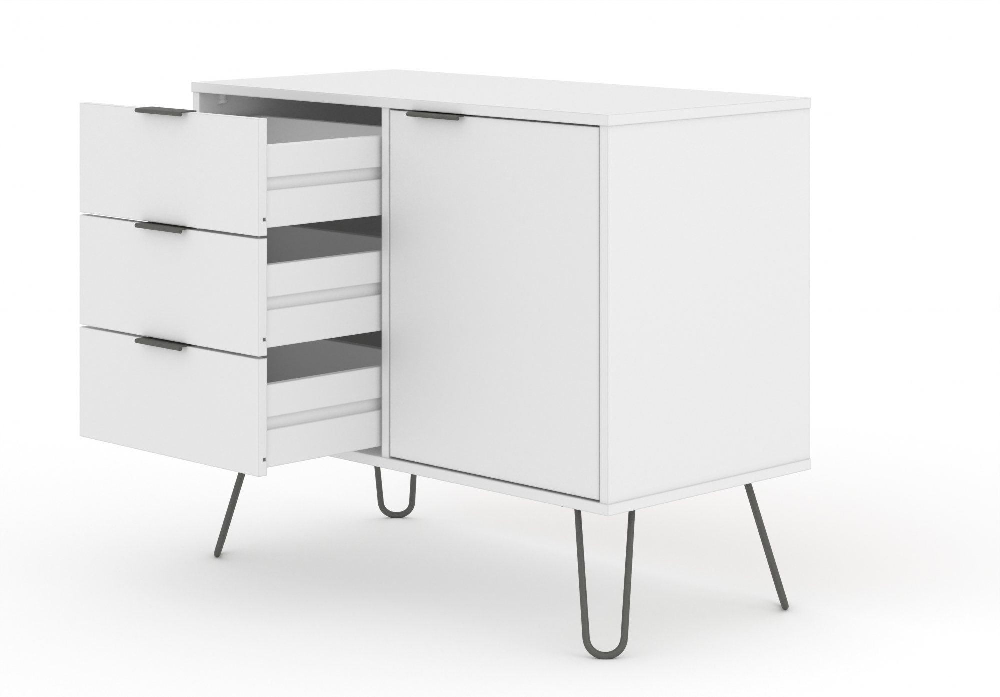 Core Products Core Augusta White Small Sideboard with 1 Door 3 Drawer (Flat Packed)
