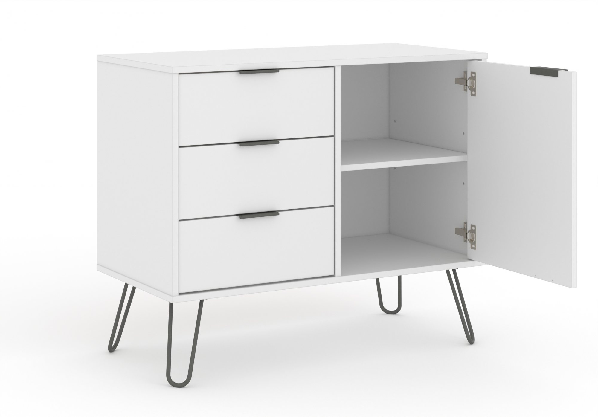 Core Products Core Augusta White Small Sideboard with 1 Door 3 Drawer (Flat Packed)