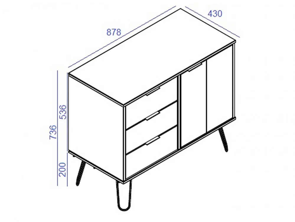 Core Products Core Augusta White Small Sideboard with 1 Door 3 Drawer