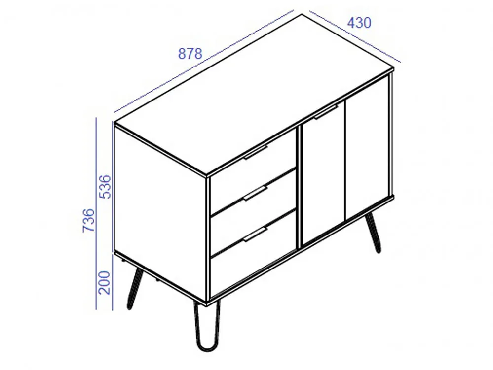Core Core Augusta White Small Sideboard with 1 Door 3 Drawer