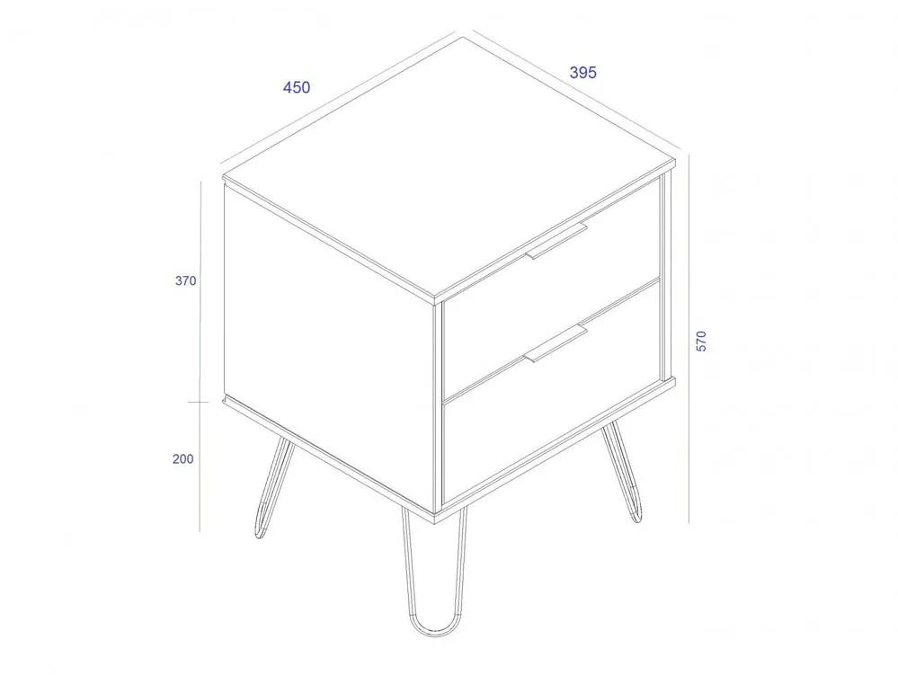 Core Core Augusta White 2 Drawer Bedside Table