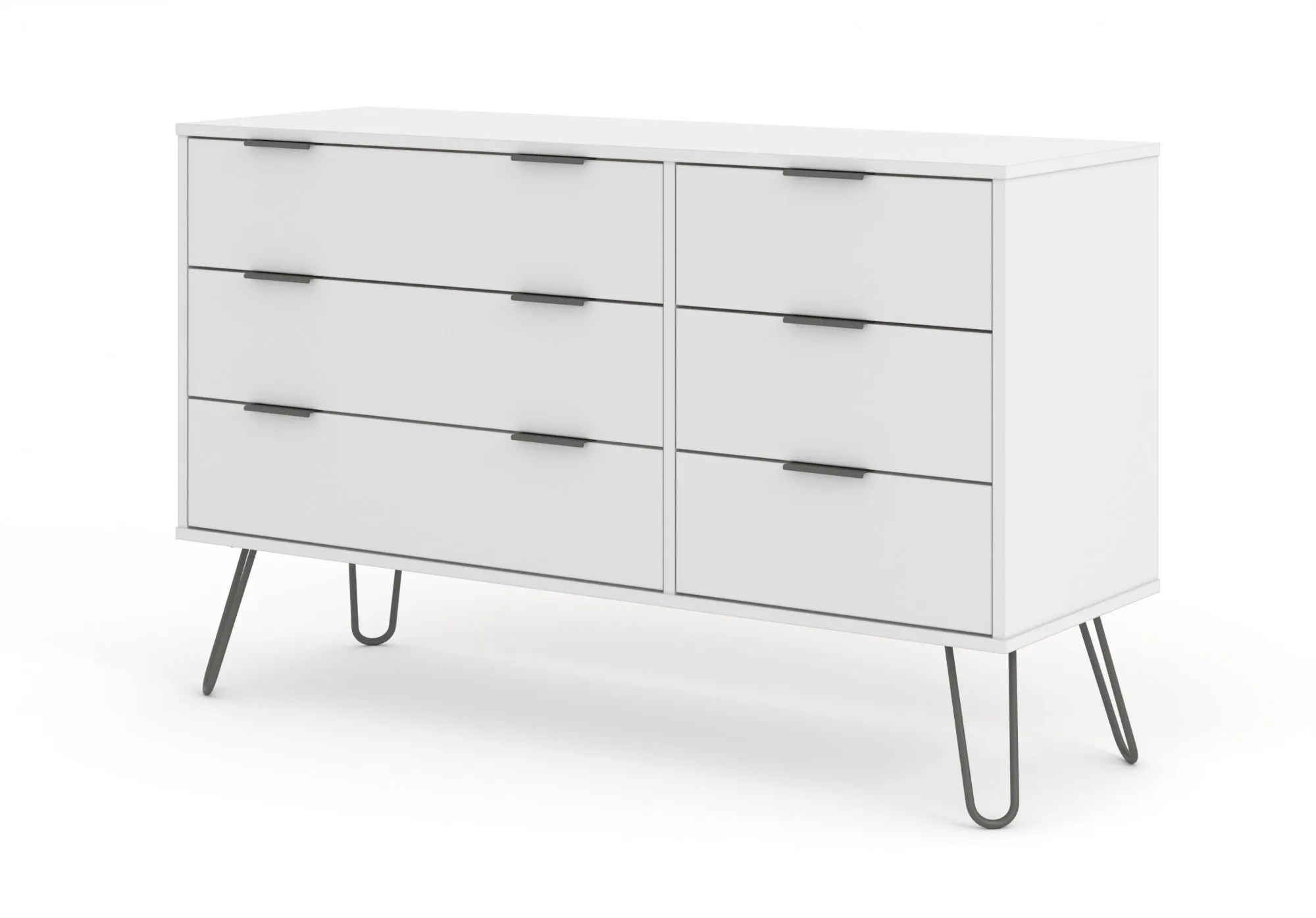 Core Products Core Augusta White 3+3 Drawer Wide Chest of Drawers