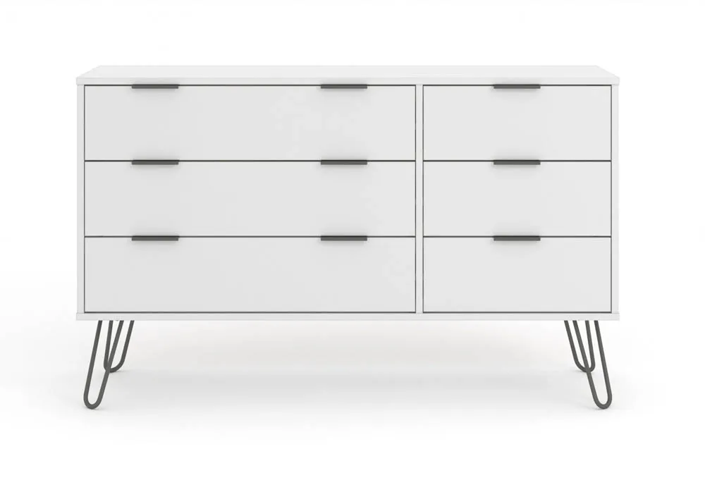 Core Core Augusta White 3+3 Drawer Wide Chest of Drawers