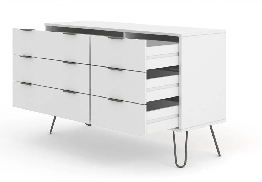 Core Core Augusta White 3+3 Drawer Wide Chest of Drawers
