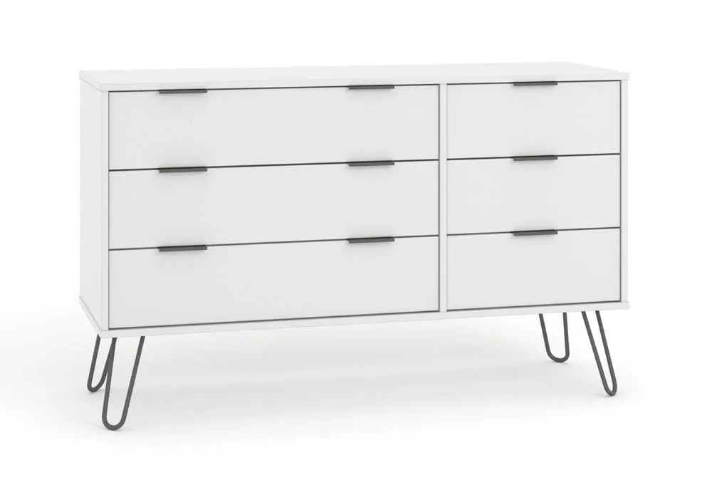 Core Core Augusta White 3+3 Drawer Wide Chest of Drawers