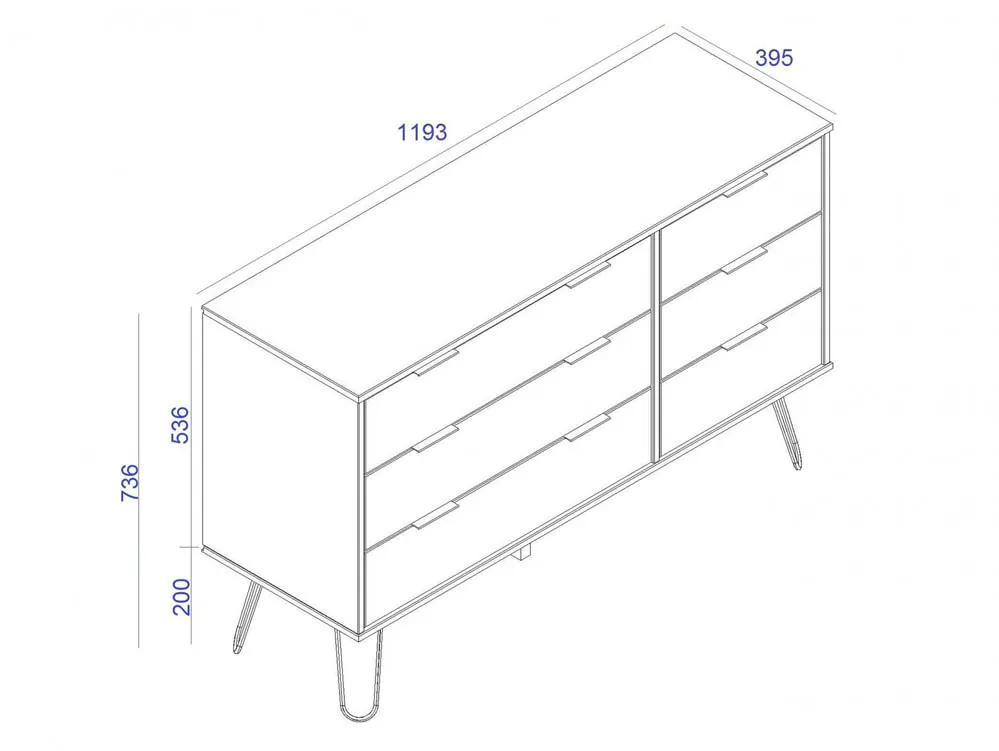 Core Core Augusta White 3+3 Drawer Wide Chest of Drawers