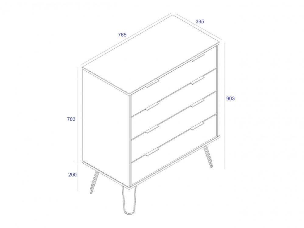 Core Products Core Augusta White 4 Drawer Chest of Drawers (Flat Packed)
