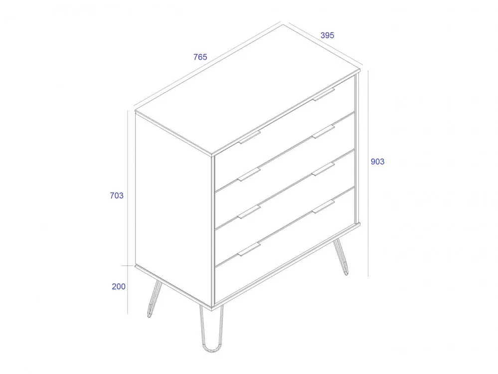 Core Core Augusta White 4 Drawer Chest of Drawers