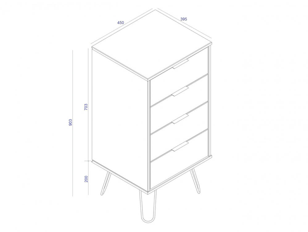 Core Products Core Augusta White 4 Drawer Narrow Chest of Drawers (Flat Packed)