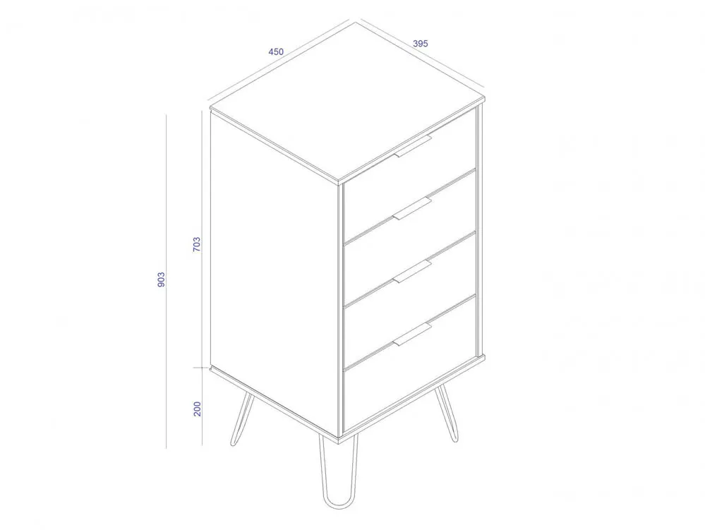 Core Products Core Augusta White 4 Drawer Narrow Chest of Drawers