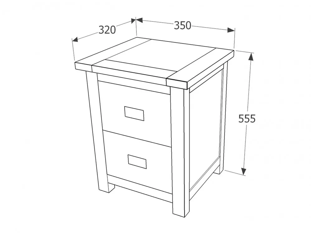 Core Core Boston Dark Antique Pine 2 Drawer Petite Bedside Table