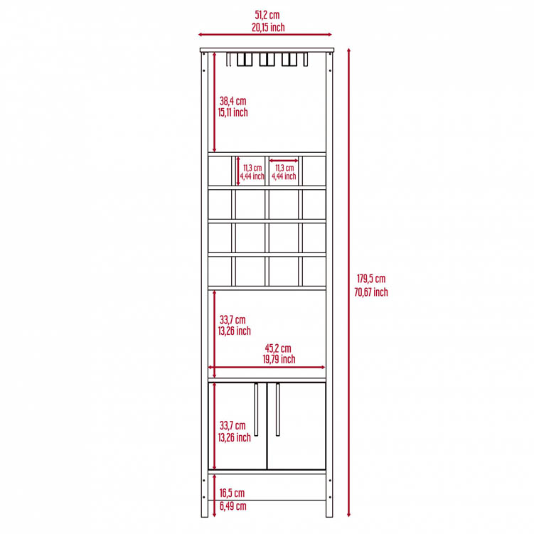 Core Products Core Brooklyn Bleached Pine Effect 2 Door Tall Wine Rack (Flat Packed)