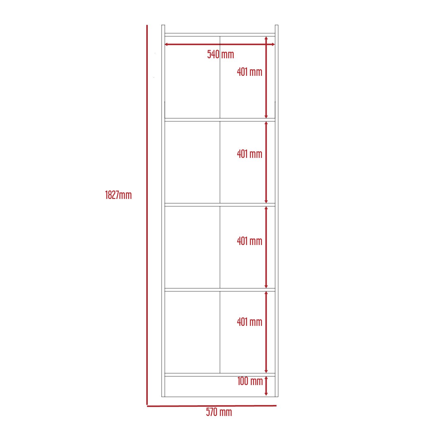 Core Products Core Brooklyn Bleached Pine Effect 4 Shelf Bookcase (Flat Packed)