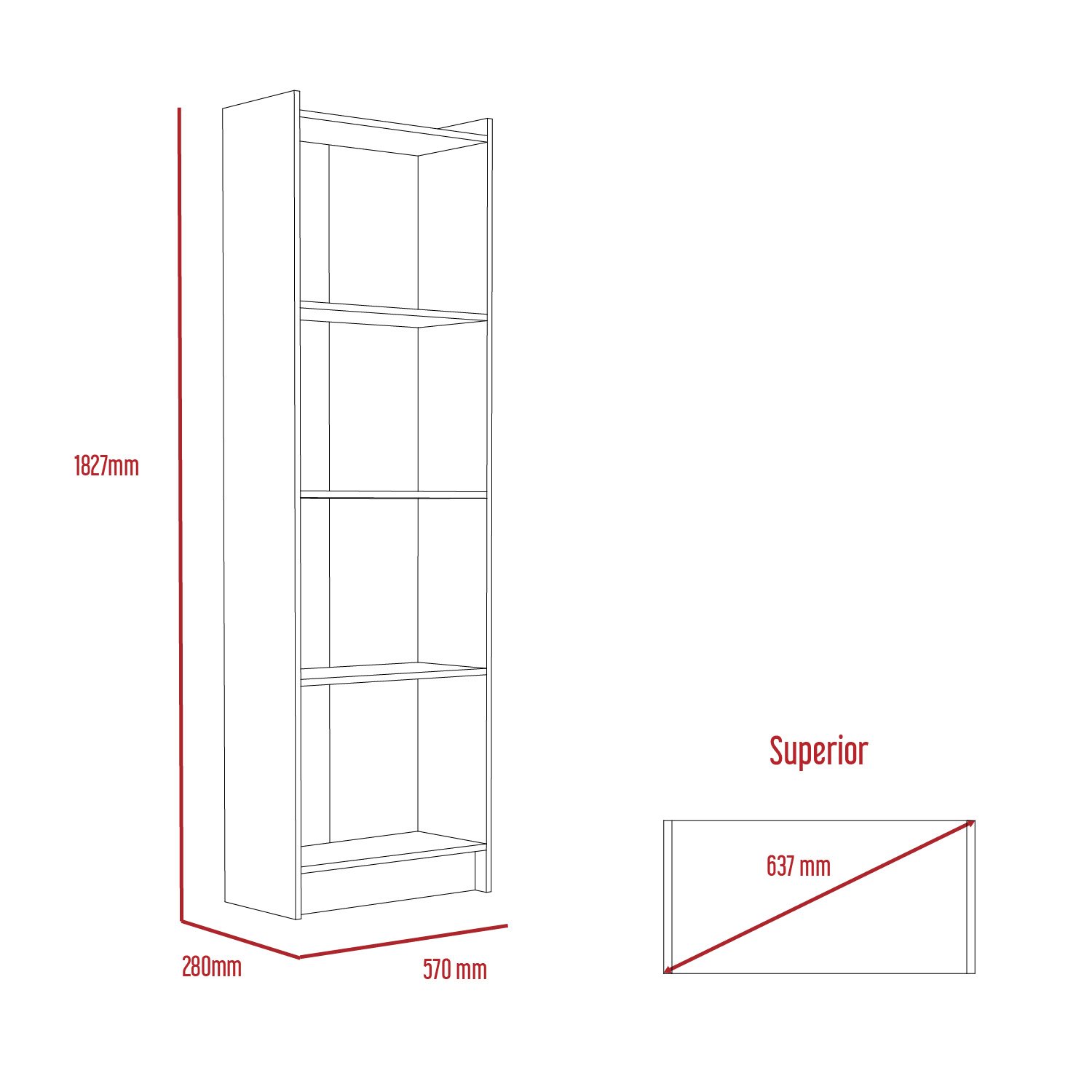 Core Products Core Brooklyn Bleached Pine Effect 4 Shelf Bookcase (Flat Packed)