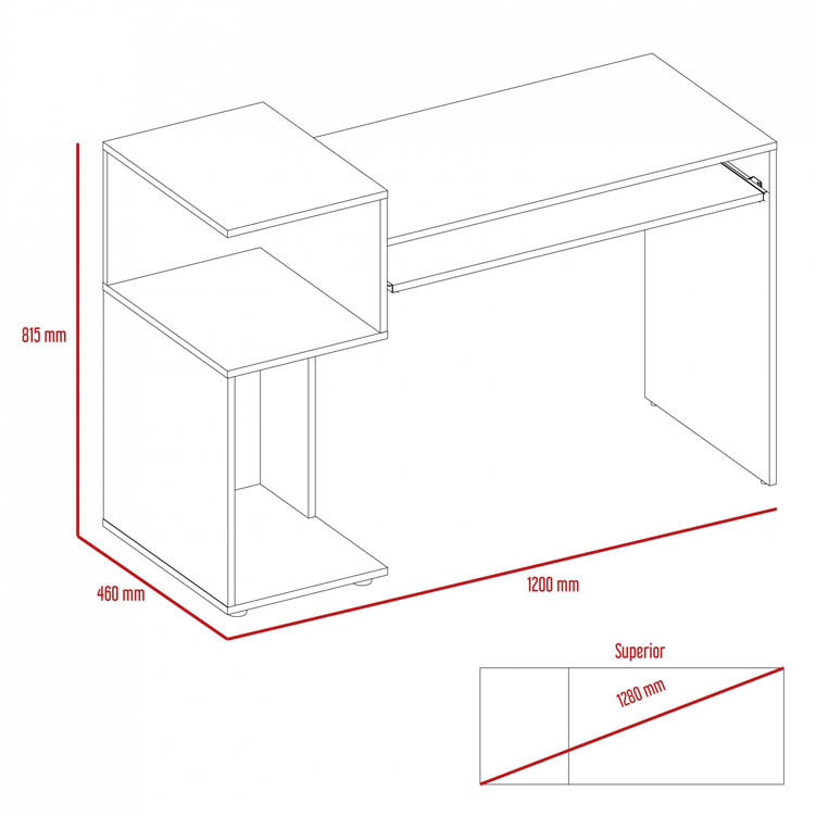 Core Products Core Brooklyn Bleached Pine Effect Desk with Low Shelving Unit (Left Side) (Flat Packed)