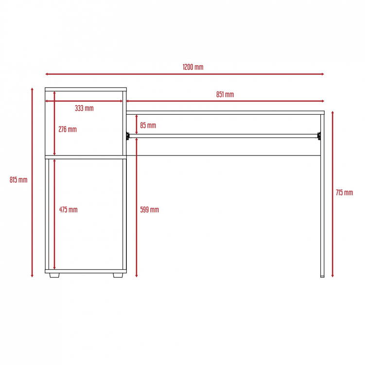 Core Products Core Brooklyn Bleached Pine Effect Desk with Low Shelving Unit (Left Side) (Flat Packed)