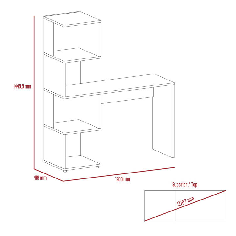 Core Products Core Brooklyn Bleached Pine Effect Desk with Tall Shelving Unit (Right Side) (Flat Packed)