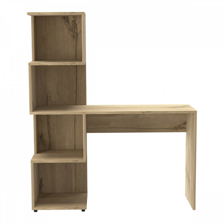 Core Products Core Brooklyn Bleached Pine Effect Desk with Tall Shelving Unit (Right Side) (Flat Packed)